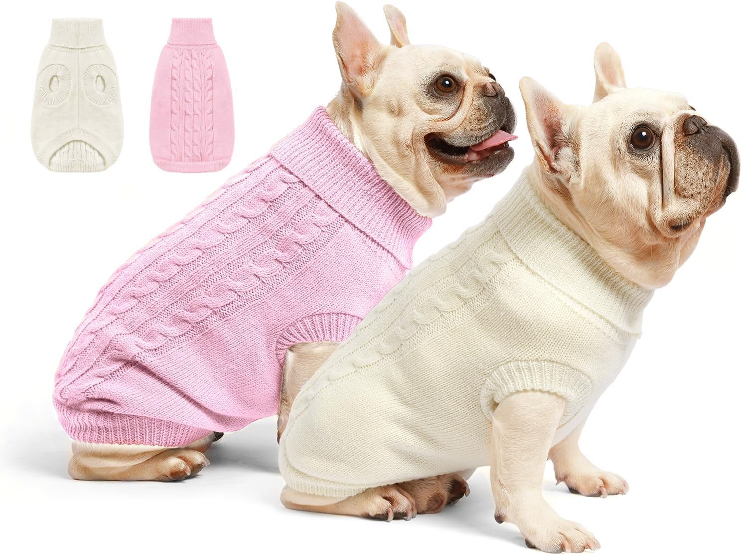 Roseelk 2 Pack Dog Sweaters for Small Dogs Puppy Medium Warm Clothes